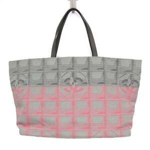 Chanel New Travel Line Women's Nylon Canvas Tote Bag Gray,Pink
